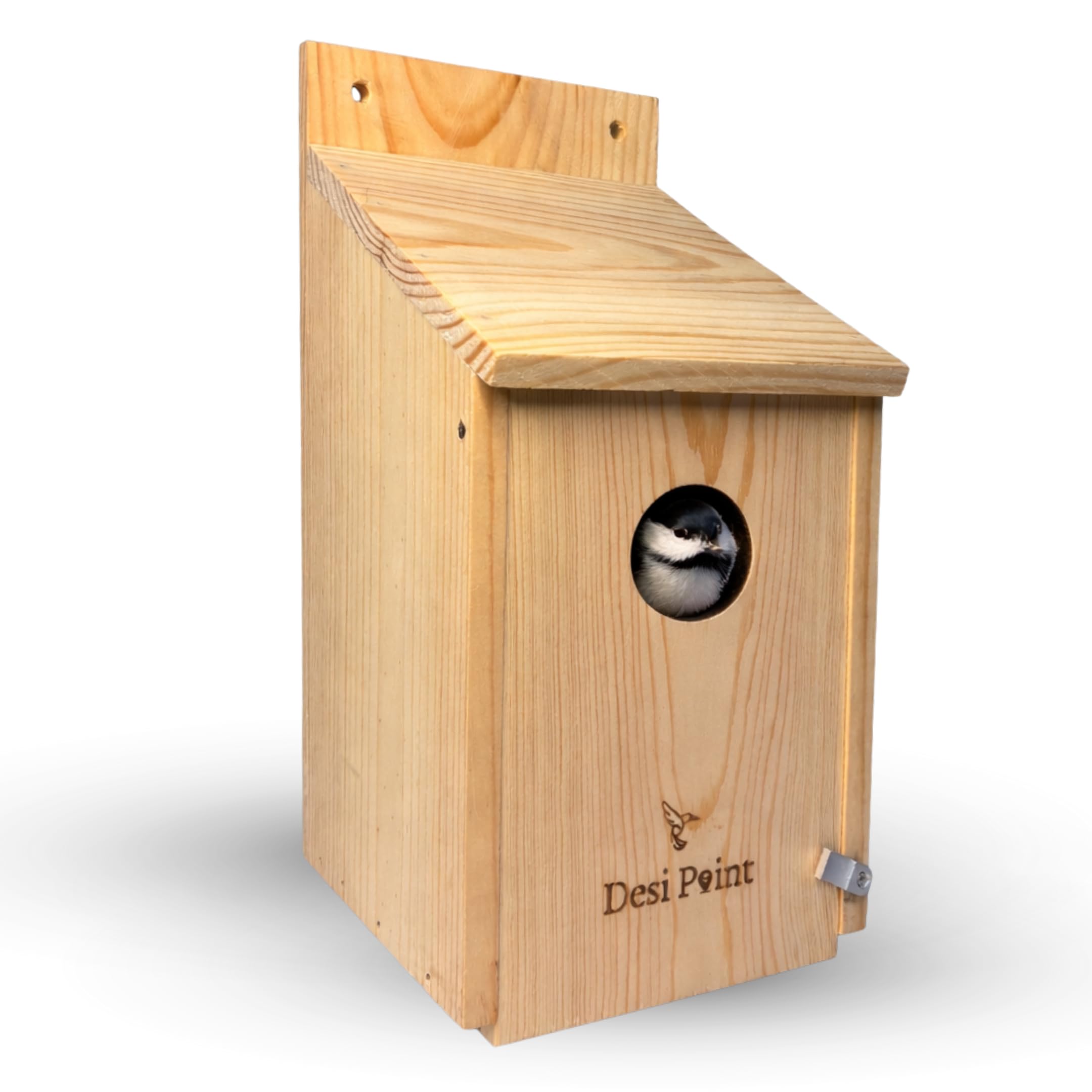 Wooden Bird House - Wall Mount with Front Lock